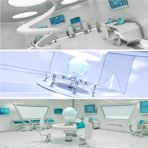 3D futuristic meeting control corridor model