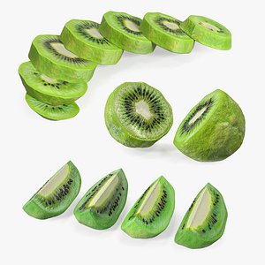 Peeled Kiwi Slices Collection 3D model
