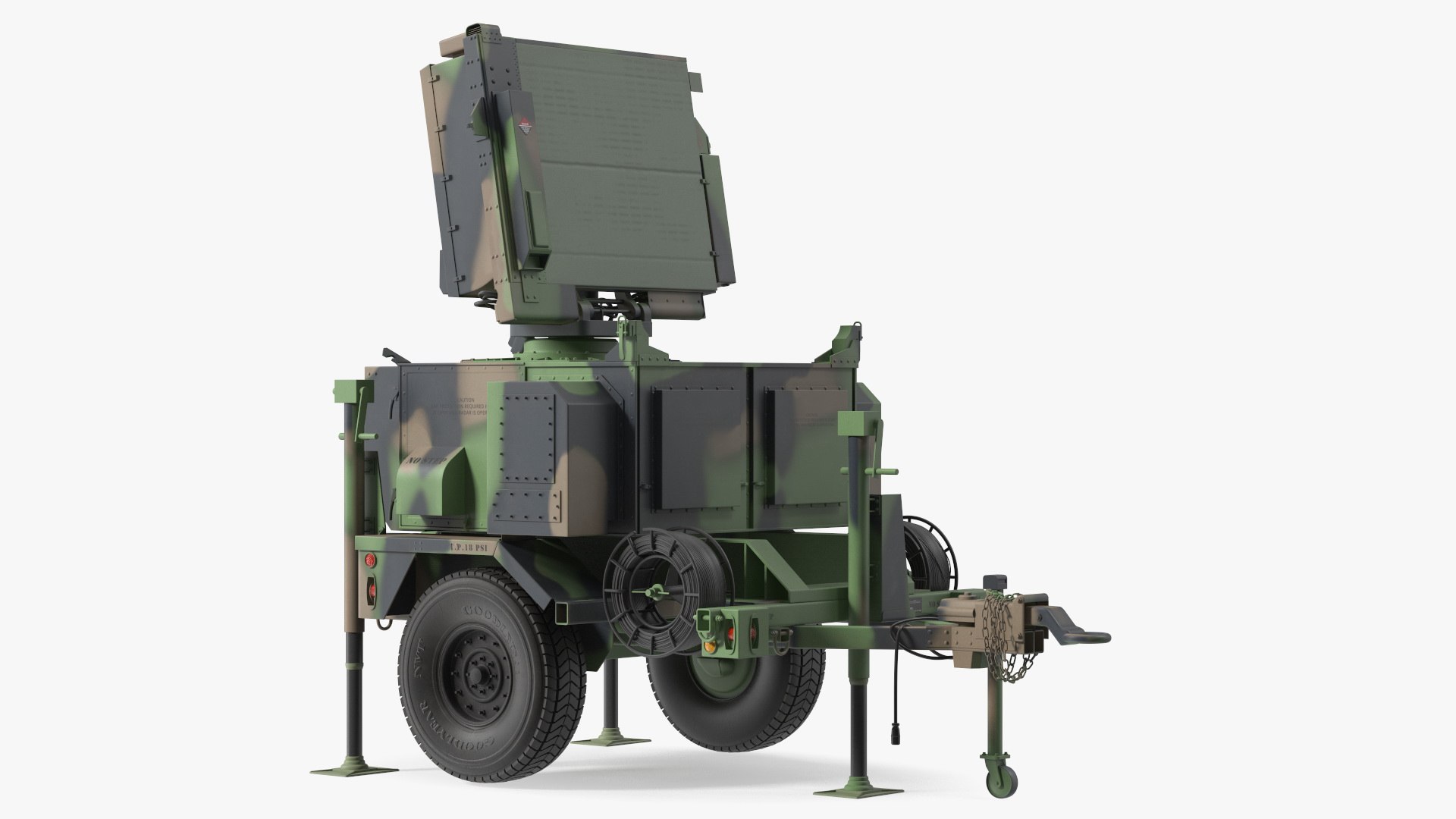 MPQ-64 Sentinel Radar Green Camo Rigged 3D model preview