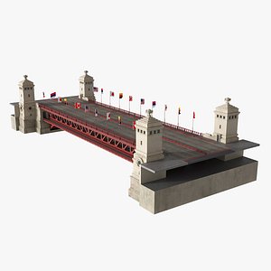 Chicago Drawbridge with Flags Lowered model