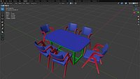 Dining Set Table  6 Chairs PBR Textured Realistic