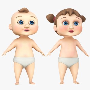 3D Cartoon Baby Boy and Girl Collection model