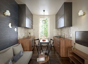 Compact kitchen and living room - Interior Vol 1
