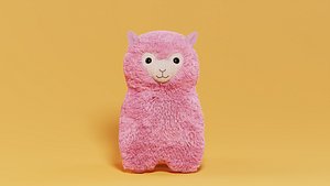 3D Soft toy pink alpaca