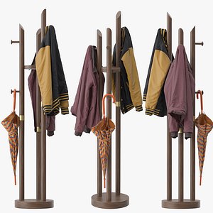 3D Solid Wood Room Coat Rack model