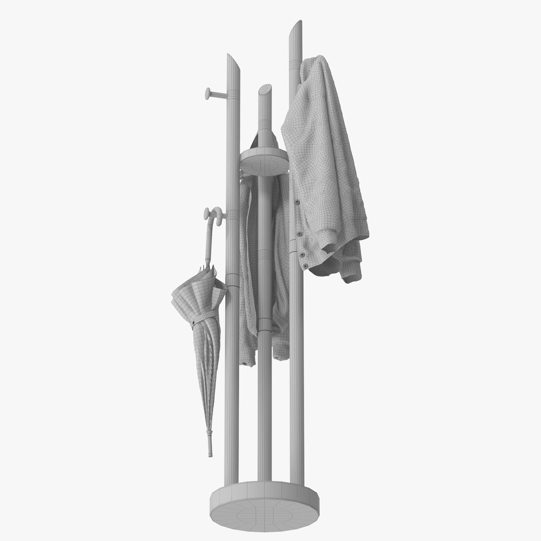 3D Solid Wood Room Coat Rack Model - TurboSquid 2030900