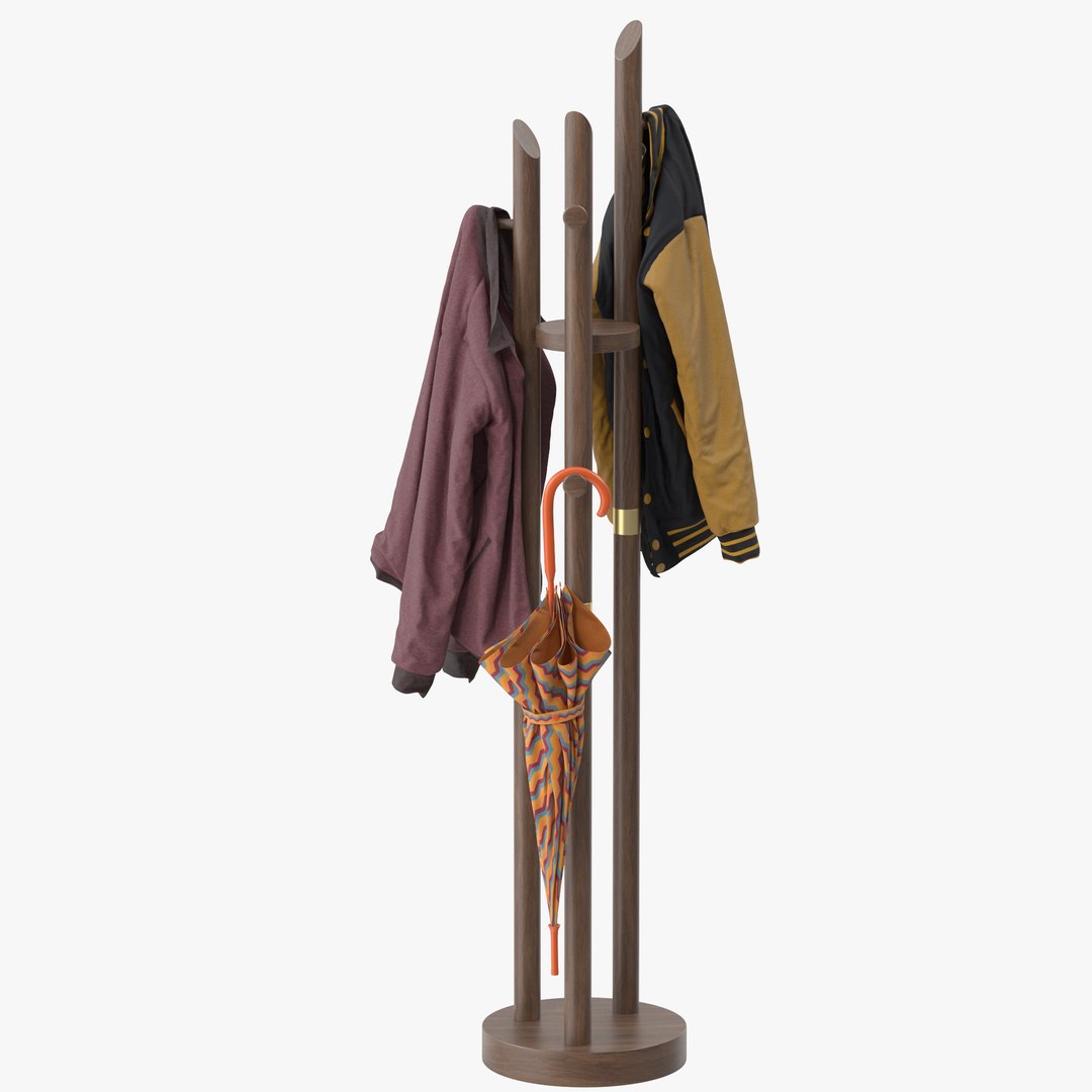3D Solid Wood Room Coat Rack Model - TurboSquid 2030900