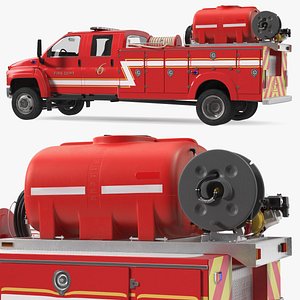 Fire Department Truck with Tank 3D