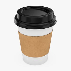 Paper Coffee Cup Blank with Black Lid 3D model