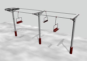 3d model simple ski lift chair