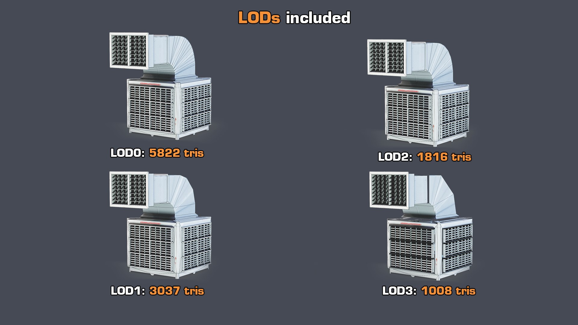 Air Cooler GameReady LODs 3D model https://p.turbosquid.com/ts-thumb/rw/0B5ZTp/hw/lods/png/1662461311/1920x1080/fit_q87/482decae2bd8ece45f9febe13635bb179f1bc528/lods.jpg