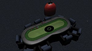 3d model of poker chips table chairs