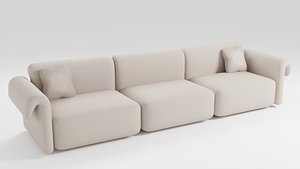 3D Sofa with elegant shapes in a minimalist style in light colors