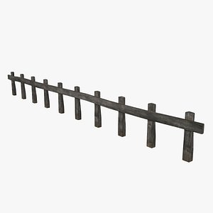 Weathered Western Rail Fence 3D model