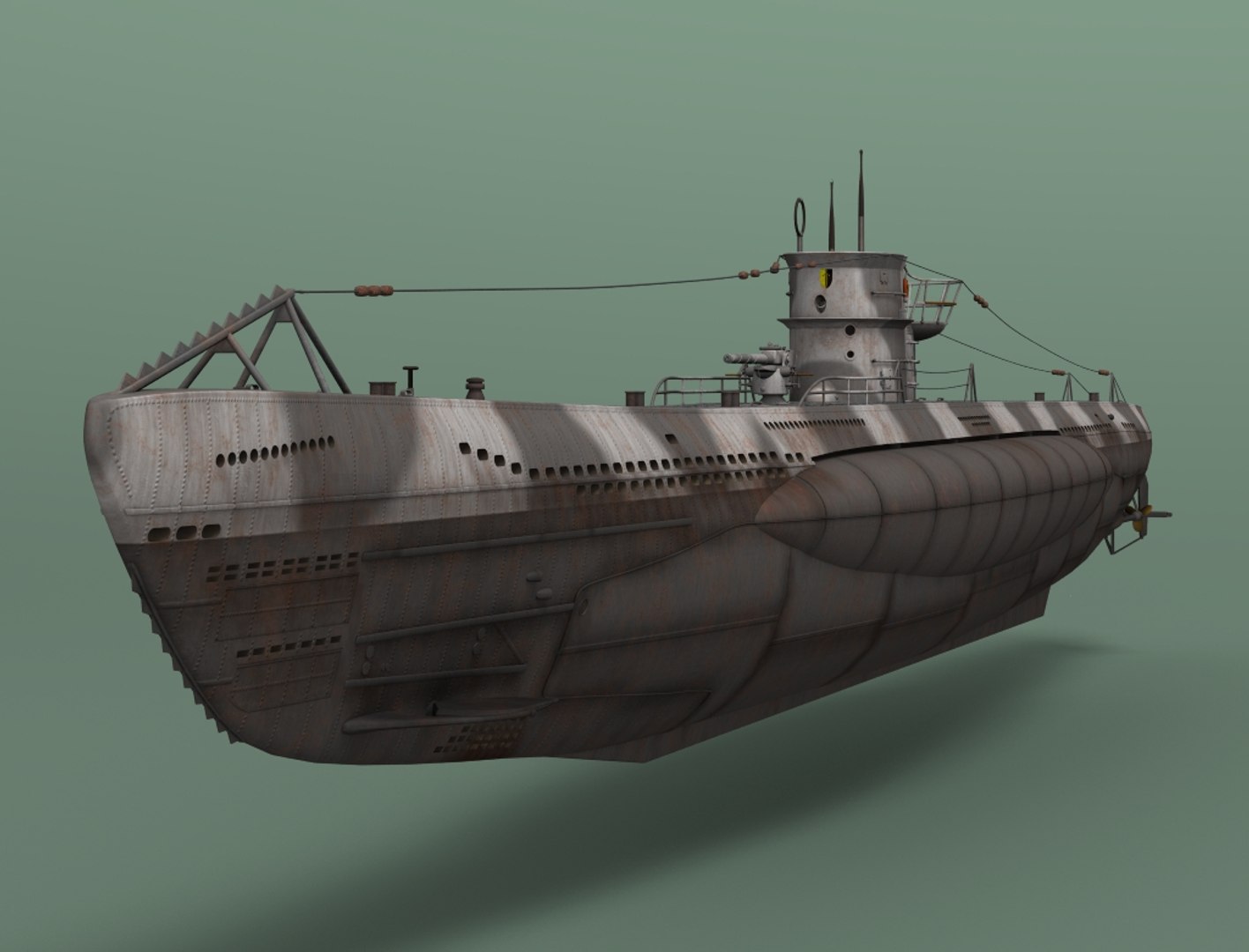 Ww2 German U-boat Viic 3d Model