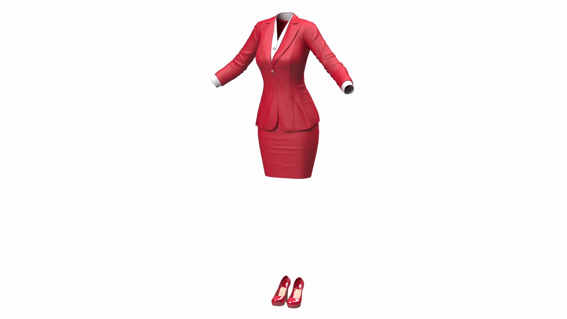 Red Formal Style Skirt With Blazer 3D Model TurboSquid 1782452