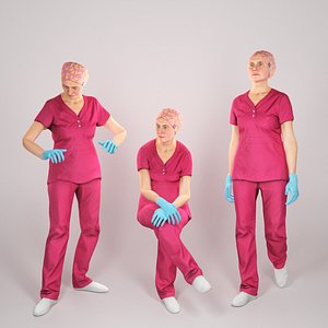 3D human woman uniform animation model