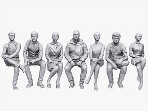 3d model people sitting pack 2