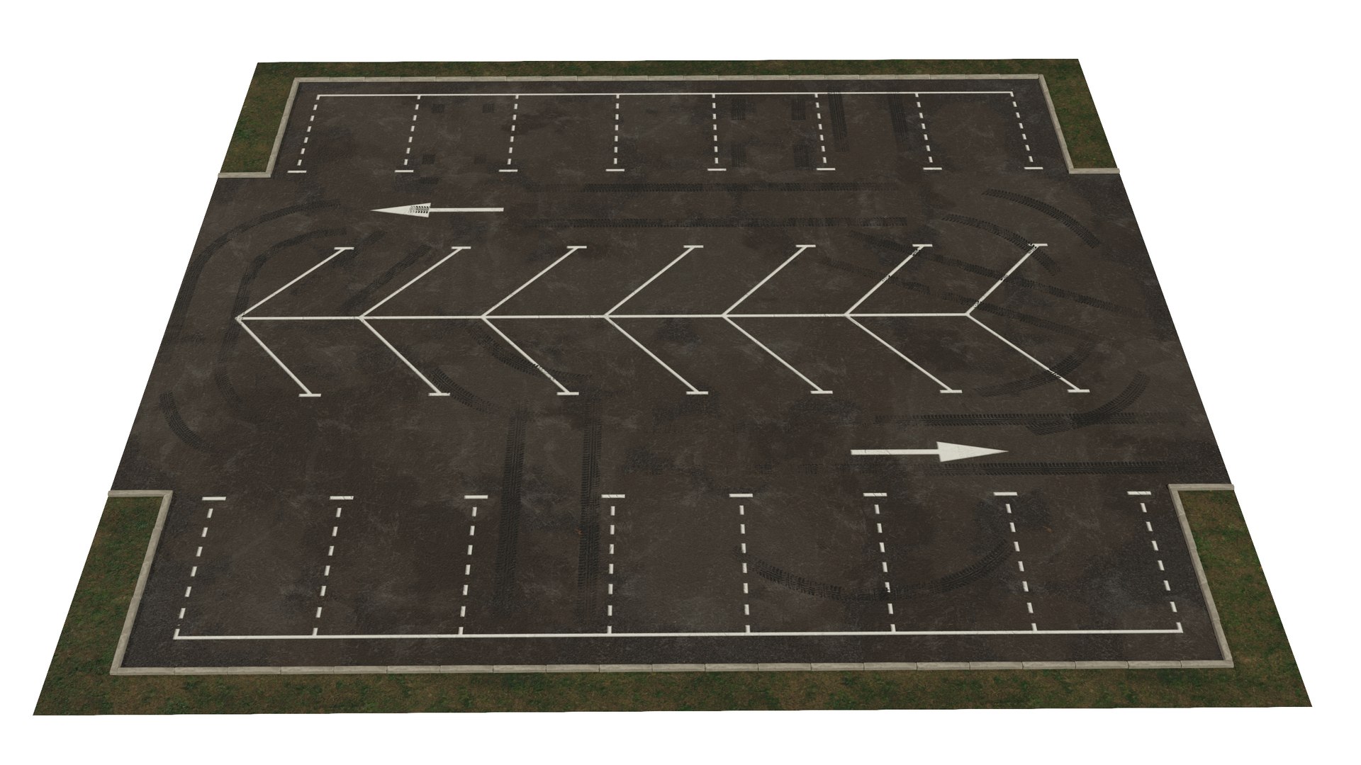 Empty Street Parking 26 Spaces Old 3D model preview
