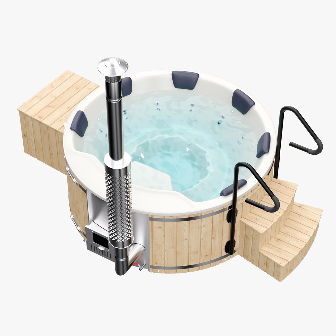 3D Round Barrel Hot Tub Jacuzzi Model - TurboSquid 2065206