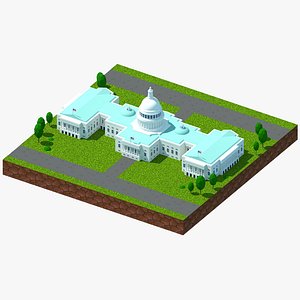 Us Capitol Cartoon Low Poly