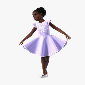 Party Style Black Child Girl Rigged for Maya