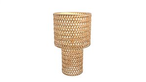DIAGONAL BASKET WEAVE PATTERN CYLINDRICAL METAL TABLE LAMP