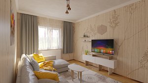 3D Living Room Interior Scene for 3Dmax Vray