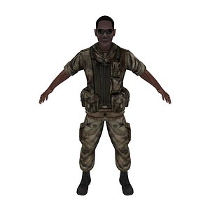 black male military pilot 3d model