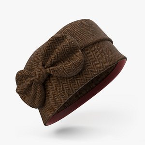 3D Tweed Cloche Hat model