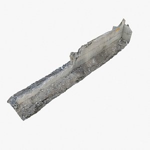 Gravel Wall 02 - 3D photogrammetry model scan of concrete ground and concrete wall