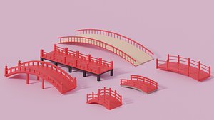 Cartoon Asian Japanese Bridge Collection 3D