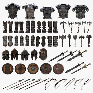 Dark Medieval War Gear Pack 50 Game Ready Assets
