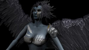 winged female creature 3d model