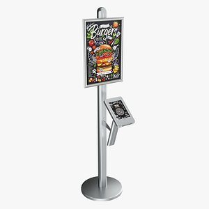 Store exhibition freestanding info tablet holder with poster 3D model