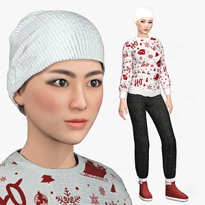 Realistic Rigged Girl With Winter Cloth Character 3D Model