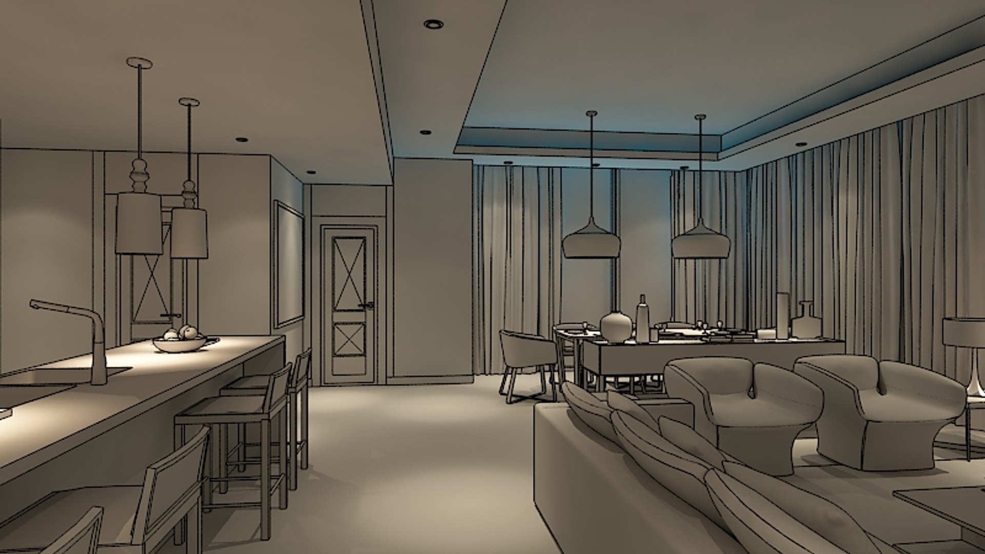 Luxury Apartment Walk Animation 3d Model