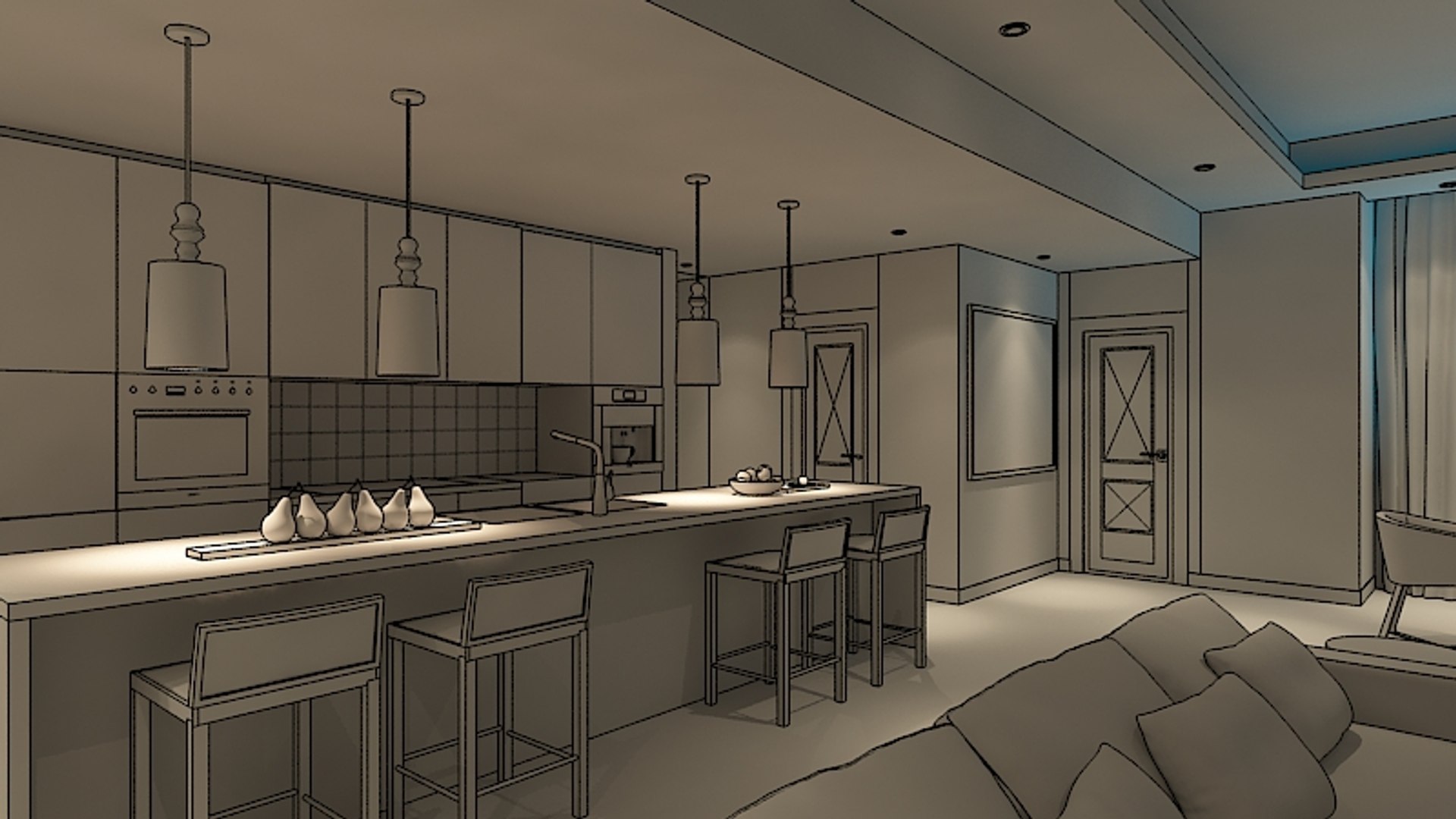 Luxury Apartment Walk Animation 3d Model