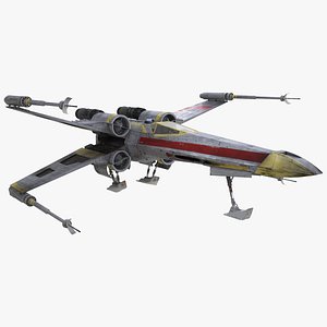 3D model Starfighter X-Wing with Droid R2-D2 Rigged for Maya