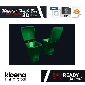 3D model wheeled trash bin