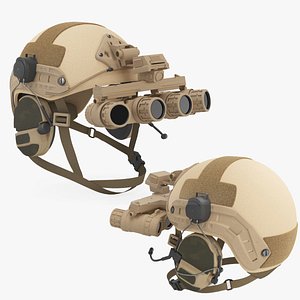 Tactical Ballistic Helmet Digital Camo with Fur Yellow 3D model