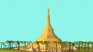 Cartoon Lowpoly Shwedagon Pagoda