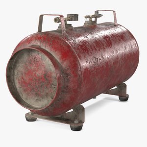 Portable Steel Air Reserve Tank Red Old 3D model