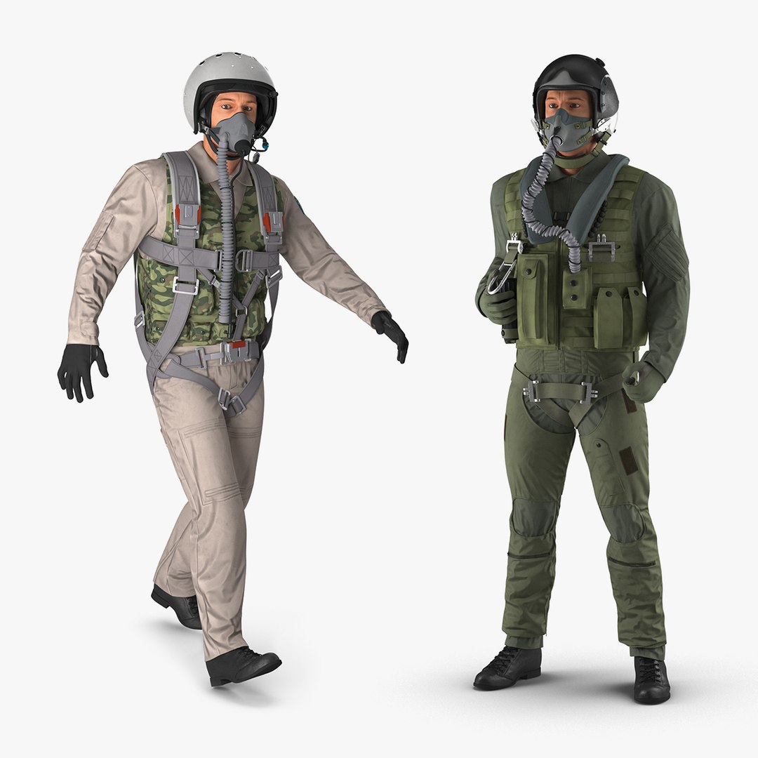 Jet Fighter Pilots Rigged Collection 3D model preview