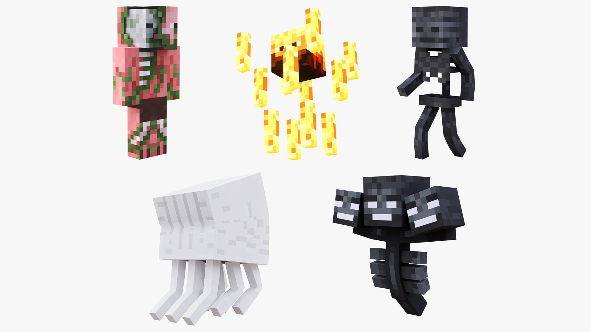 Minecraft Nether Collection Rigged 3D Model Pack Pigman Wither Ghast Blaze Boss 3D model https://p.turbosquid.com/ts-thumb/ry/7Ci3J8/A7/nether3/png/1788373502/1920x1080/fit_q87/38720752d4f0a171ff76069867d144bada9bedb1/nether3.jpg