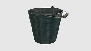 3D vintage galvanized steel bucket model
