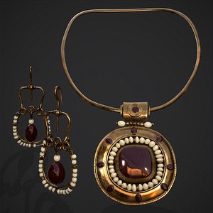 Medieval Byzantine Earrings and Necklace model
