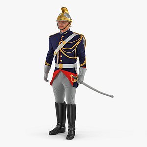 3D 1872 french cuirassier standing model