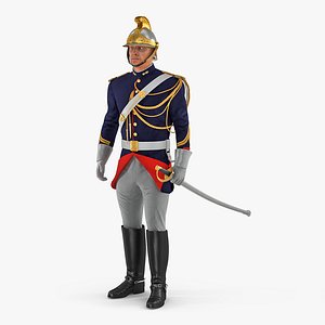 1872 French Cuirassier Standing Pose 3D Model