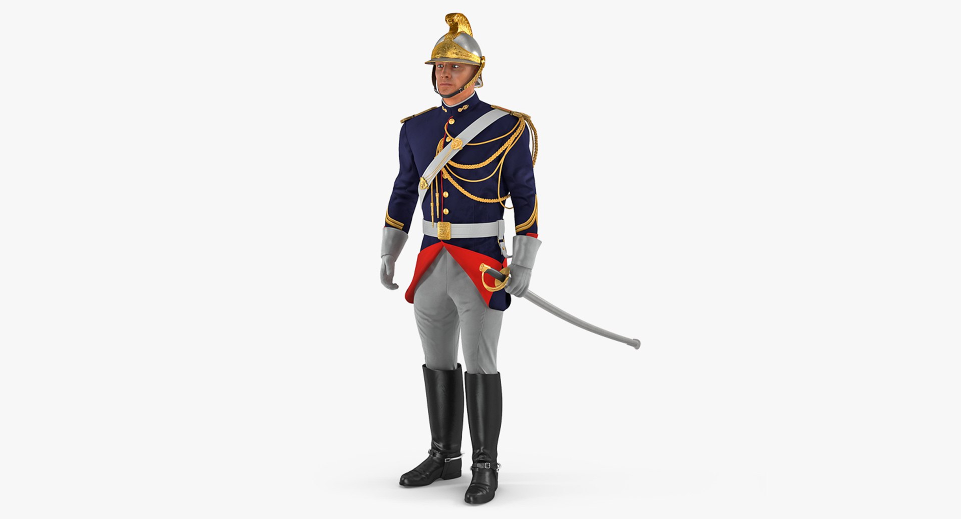1872 French Cuirassier Standing Pose 3D Model 3D model preview